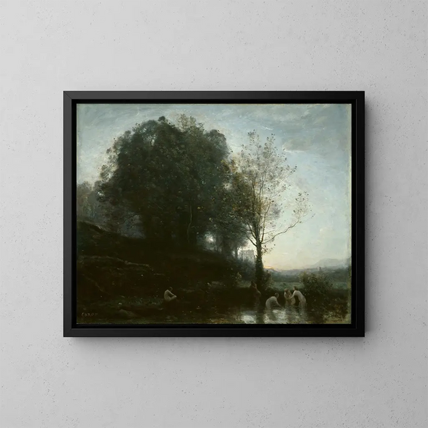 Nymphe et enfant au bain - Jean-Baptiste-Camille Corot — kehystetty taideteos seinällä