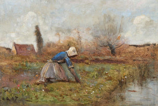 JeanBaptisteCamille Corot - Fermire agenouille cueillant des pissenlits.webp