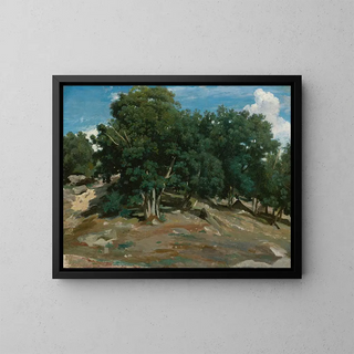 Fontainebleau'n tammet à BasBrau - Jean-Baptiste-Camille Corot — kehystetty taideteos seinällä