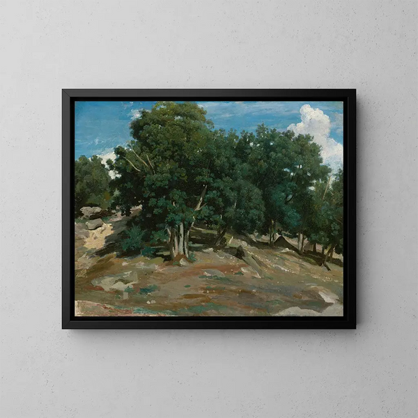 Fontainebleau'n tammet à BasBrau - Jean-Baptiste-Camille Corot — kehystetty taideteos seinällä