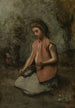 Nuori nainen punoo seppeleen - Jean-Baptiste-Camille Corot — näkymä teoksesta