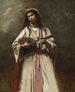 Nainen romani mandoliinalla - Jean-Baptiste-Camille Corot — näkymä teoksesta