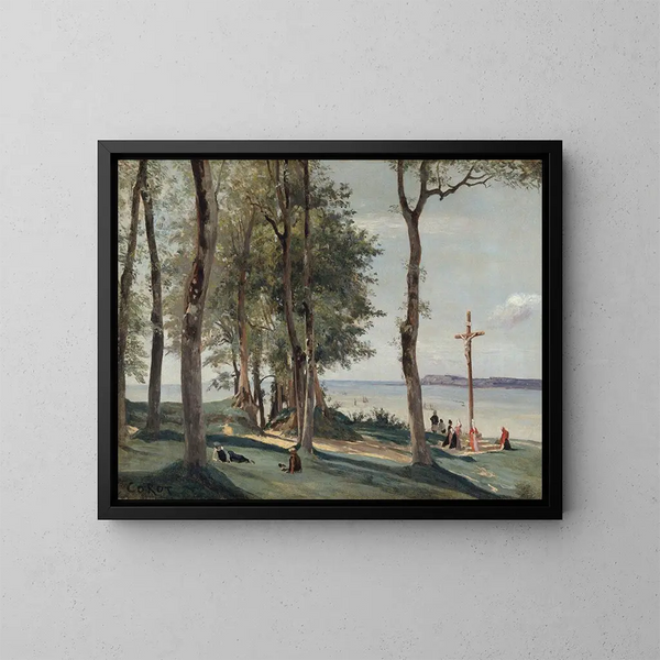 Calvaire de Honfleur - Jean-Baptiste-Camille Corot — kehystetty taideteos seinällä