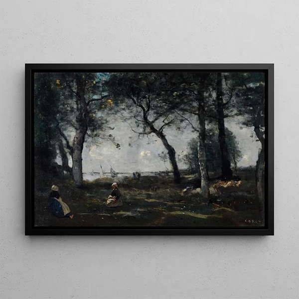 Honfleurin maalaus - Jean-Baptiste-Camille Corot — kehystetty taideteos seinällä