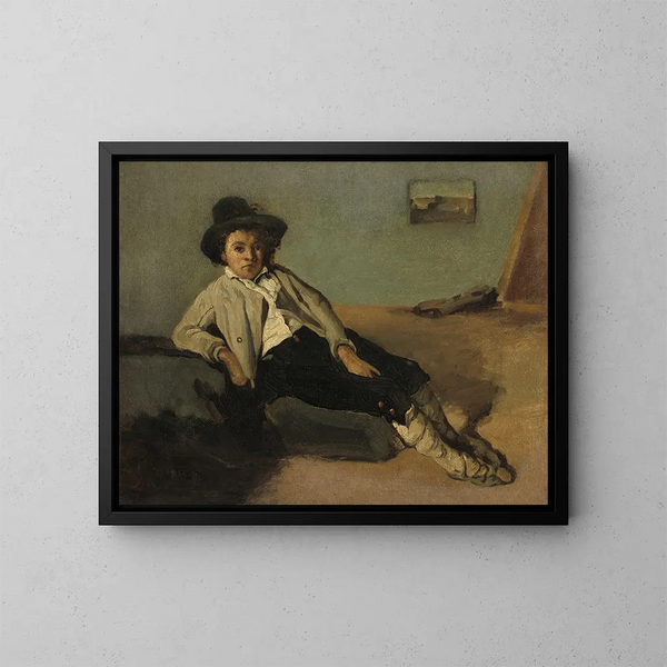 Poika maalainen italialainen - Jean-Baptiste-Camille Corot — kehystetty taideteos seinällä
