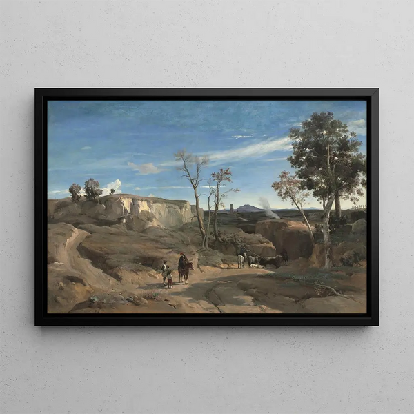 La Cervara, roomalainen maaseutu - Jean-Baptiste-Camille Corot — kehystetty taideteos seinällä