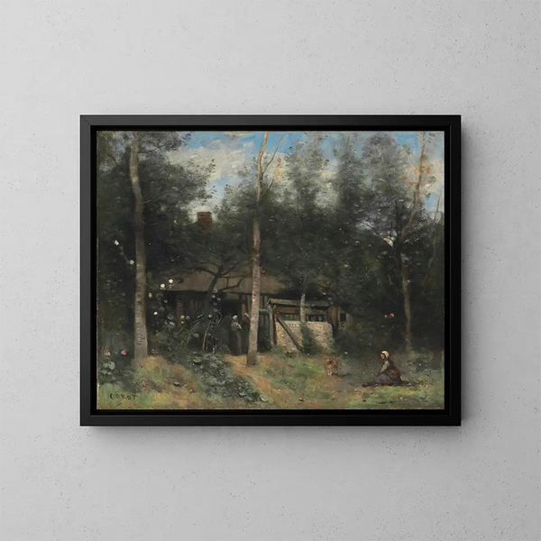 La Chaumière aux sureaux, Normandia - Jean-Baptiste-Camille Corot — kehystetty taideteos seinällä