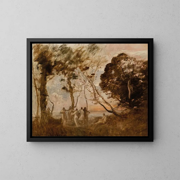 La Danse des nymphes - Jean-Baptiste-Camille Corot — kehystetty taideteos seinällä
