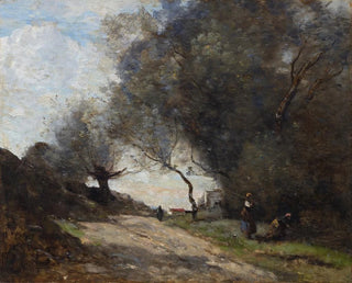 La cueillette au bord du chemin - Jean-Baptiste-Camille Corot — näkymä teoksesta