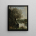 La liseuse sur la rive boisée - Jean-Baptiste-Camille Corot — kehystetty taideteos seinällä