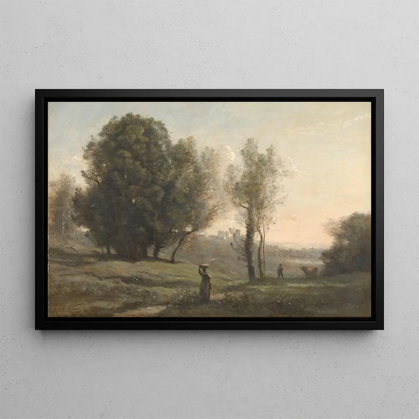 Maisemamaalaus - Jean-Baptiste-Camille Corot — kehystetty taideteos seinällä