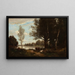 Maisemamaalaus lehmäin kanssa - Jean-Baptiste-Camille Corot — kehystetty taideteos seinällä