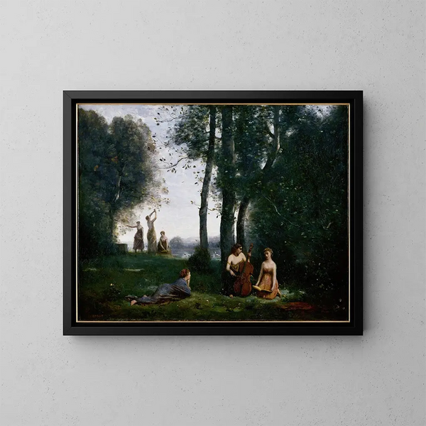 Le Concert champêtre - Jean-Baptiste-Camille Corot — kehystetty taideteos seinällä