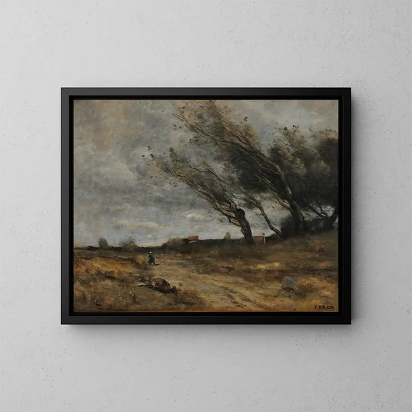 Le Coup de vent - Jean-Baptiste-Camille Corot — kehystetty taideteos seinällä