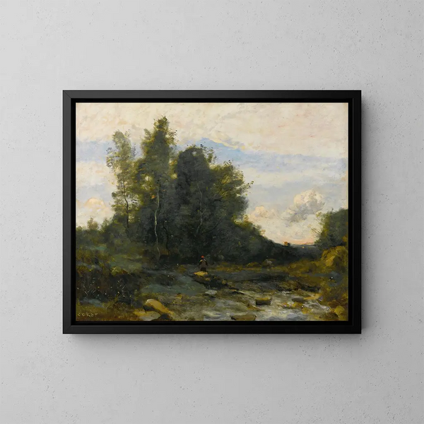 Le Torrent pierreux - Jean-Baptiste-Camille Corot — kehystetty taideteos seinällä