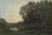 Jean-Baptiste-Camille Corotin "La Batelier, La Rive, Soleil Couchant" — näkymä teoksesta