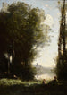 Kaksi siskoa puiden alla järven rannalla - Jean-Baptiste-Camille Corot — näkymä teoksesta