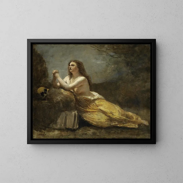 Madeleine-rukousmaalaus - Jean-Baptiste-Camille Corot — kehystetty taideteos seinällä