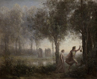 Orfeus johtamassa Eurydikeä pois manalasta - Jean-Baptiste-Camille Corot — näkymä teoksesta