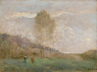 Syksyinen maisema meren rannalla kahden henkilön kanssa - Jean-Baptiste-Camille Corot — näkymä teoksesta