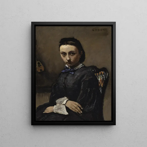 Portrait de jeune femme - Jean-Baptiste-Camille Corot — kehystetty taideteos seinällä