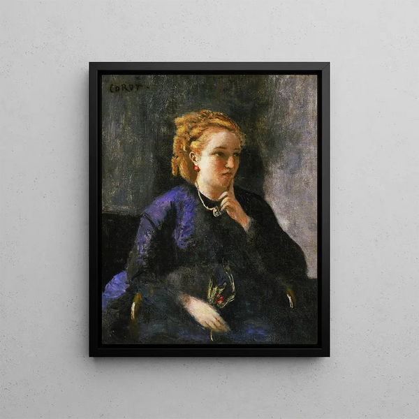 Portrait d'une femme - Jean-Baptiste-Camille Corot — kehystetty taideteos seinällä