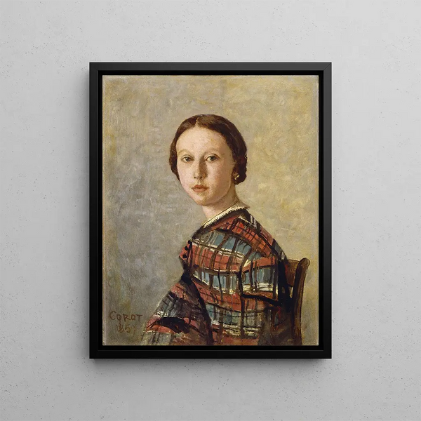 Portrait d'une jeune fille - Jean-Baptiste-Camille Corot — kehystetty taideteos seinällä