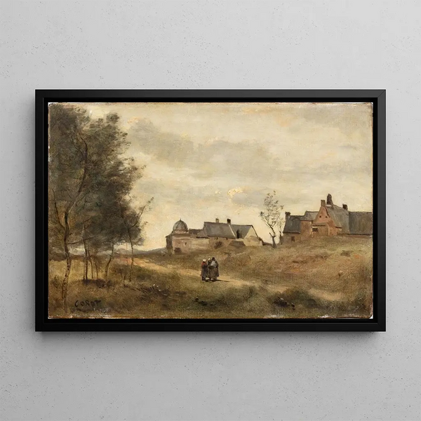 Saint-Servanin maalaus - Jean-Baptiste-Camille Corot — kehystetty taideteos seinällä