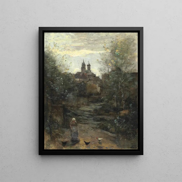 L Semur kirkon polku - Jean-Baptiste-Camille Corot — kehystetty taideteos seinällä