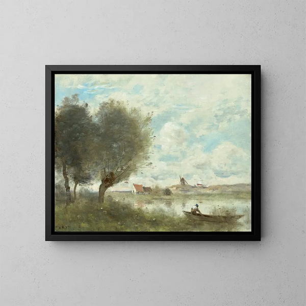 Souvenir d'Ault - Jean-Baptiste-Camille Corot — kehystetty taideteos seinällä