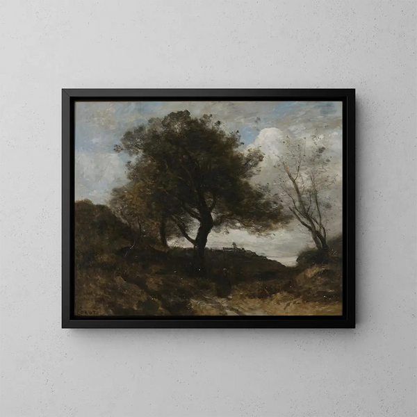 Normandian muisto - Jean-Baptiste-Camille Corot — kehystetty taideteos seinällä
