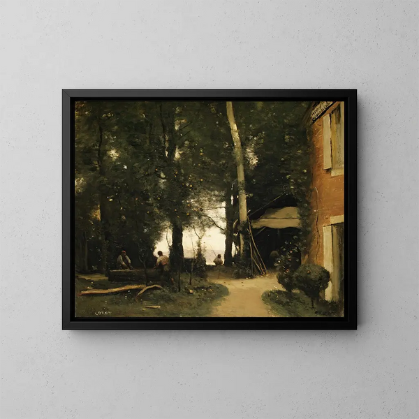 Les bords de la Seine à Conflans - Jean-Baptiste-Camille Corot — kehystetty taideteos seinällä