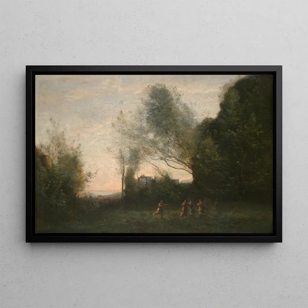 La Danse des nymphes - Jean-Baptiste-Camille Corot — kehystetty taideteos seinällä