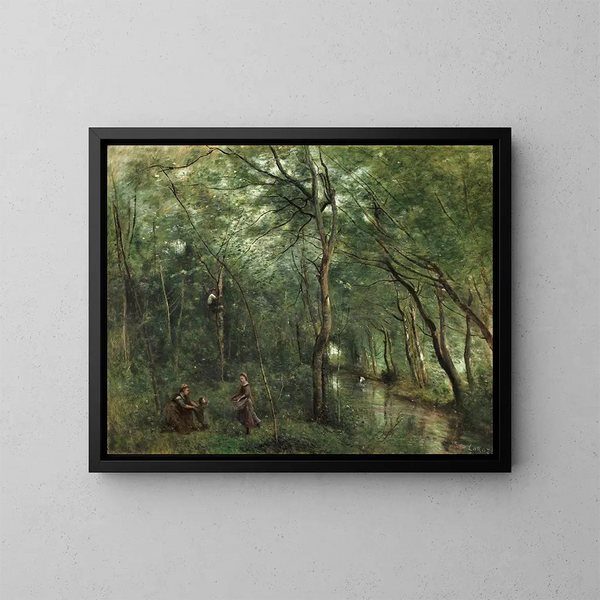 Les Ramasseurs d'anguilles - Jean-Baptiste-Camille Corot — kehystetty taideteos seinällä