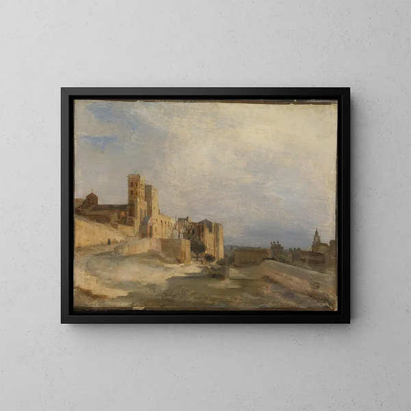 Pyhien palatsi Avignonissa - Jean-Baptiste-Camille Corot — kehystetty taideteos seinällä