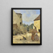 Trois paysannes causant dans une cour rustique - Jean-Baptiste-Camille Corot — kehystetty taideteos seinällä