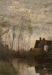 Un coin de rivière avec maison et peupliers - Jean-Baptiste-Camille Corot — näkymä teoksesta