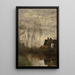 Un coin de rivière avec maison et peupliers - Jean-Baptiste-Camille Corot — kehystetty taideteos seinällä