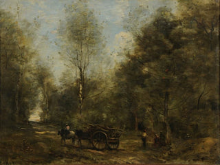 Une allée dans les bois de Wagnonville - Jean-Baptiste-Camille Corot — näkymä teoksesta
