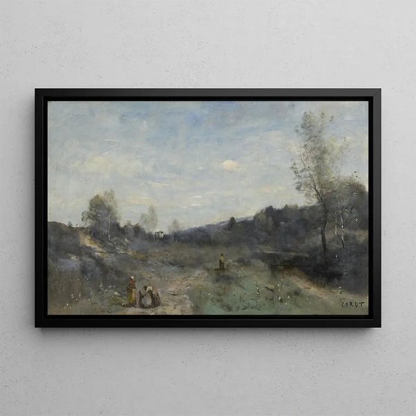 Vallons défrichés - Jean-Baptiste-Camille Corot — kehystetty taideteos seinällä