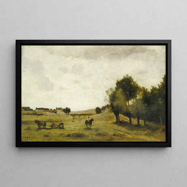 Epernoni lähellä oleva maalaus - Jean-Baptiste-Camille Corot — kehystetty taideteos seinällä