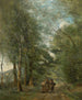 Ville d'Avray Paysans causant sur le chemin longeant l'étang - Jean-Baptiste-Camille Corot — näkymä teoksesta