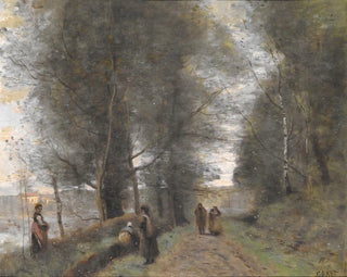 Metsäinen polku Ville-d'Avrayn lammen varrella - Jean-Baptiste-Camille Corot — näkymä teoksesta