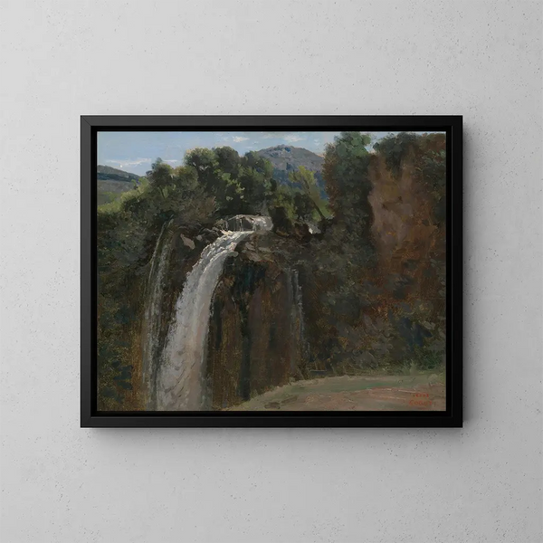Terni-vesiputous - Jean-Baptiste-Camille Corot — kehystetty taideteos seinällä