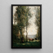 Paysage boisé avec vaches dans une clairière - Jean-Baptiste-Camille Corot — kehystetty taideteos seinällä