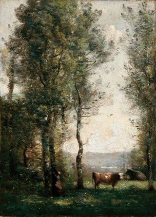 JeanBaptisteCamille Corot - Wooded Landscape with Cows in a Clearing.webp