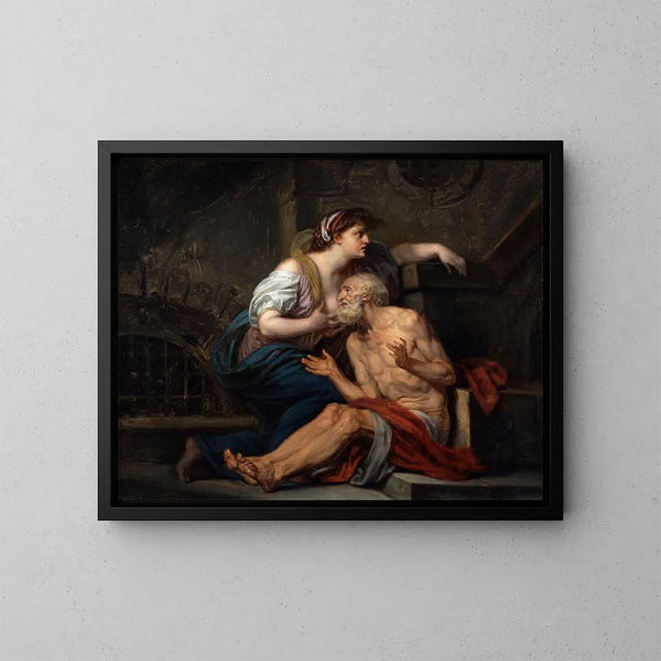 La Charité romaine - Jean-Baptiste Greuze — kehystetty taideteos seinällä