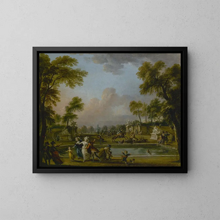 La charge du prince de Lambesc dans le jardin des Tuileries, le 12 juillet 1789 - Jean-Baptiste Lallemand — kehystetty taideteos seinällä