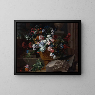 JeanBaptiste Monnoyer - Still Life With Flowers In A Sculpted Urn With Architectural Fragments On A Terrace.webp