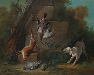 Koira vartioi kuollutta riistaa - Jean-Baptiste Oudry — näkymä teoksesta